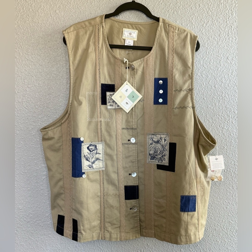 NWT Vintage Susan Bristol Patchwork Embroidered Vest
